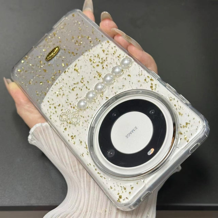 For Huawei Mate 60 Gold Foil Pearl Bow TPU Phone Case