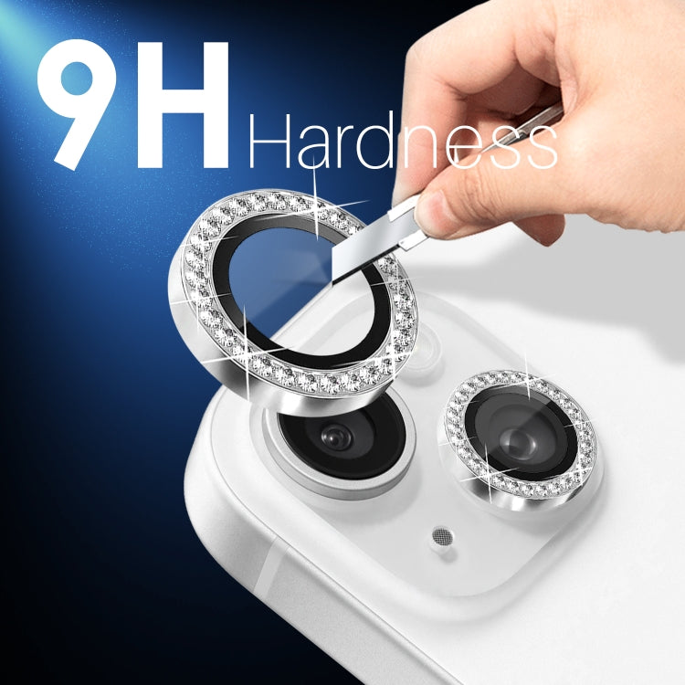 For iPhone 15 / 15 Plus / 14 / 14 Plus NORTHJO 3 Set 6Pcs Camera Lens Protector Diamond Metal Ring Film