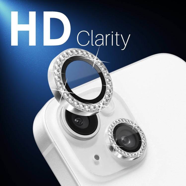 For iPhone 15 / 15 Plus / 14 / 14 Plus NORTHJO 3 Set 6Pcs Camera Lens Protector Diamond Metal Ring Film