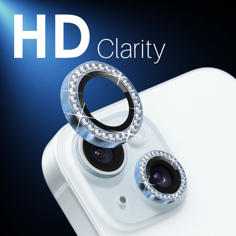 For iPhone 15 / 15 Plus / 14 / 14 Plus NORTHJO 3 Set 6Pcs Camera Lens Protector Diamond Metal Ring Film