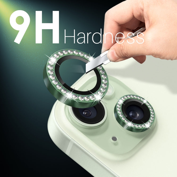For iPhone 15 / 15 Plus / 14 / 14 Plus NORTHJO 3 Set 6Pcs Camera Lens Protector Diamond Metal Ring Film