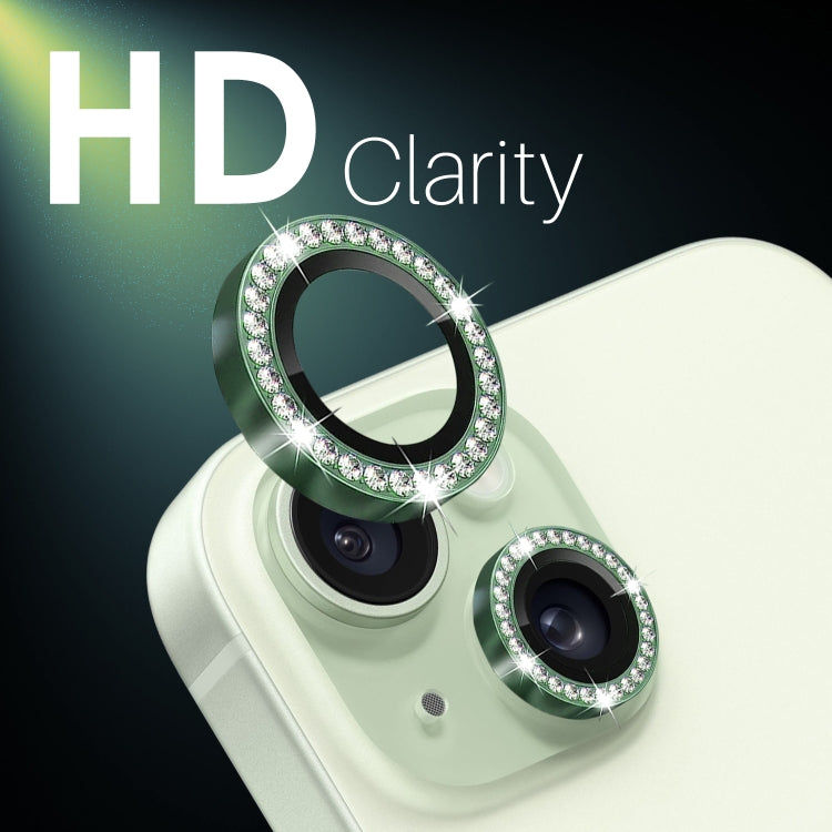 For iPhone 15 / 15 Plus / 14 / 14 Plus NORTHJO 3 Set 6Pcs Camera Lens Protector Diamond Metal Ring Film