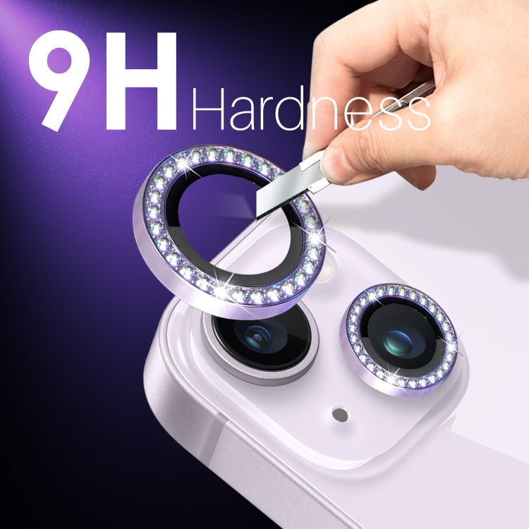 For iPhone 15 / 15 Plus / 14 / 14 Plus NORTHJO 3 Set 6Pcs Camera Lens Protector Diamond Metal Ring Film