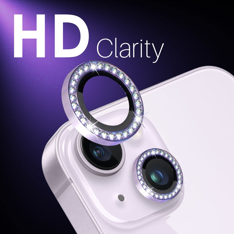 For iPhone 15 / 15 Plus / 14 / 14 Plus NORTHJO 3 Set 6Pcs Camera Lens Protector Diamond Metal Ring Film