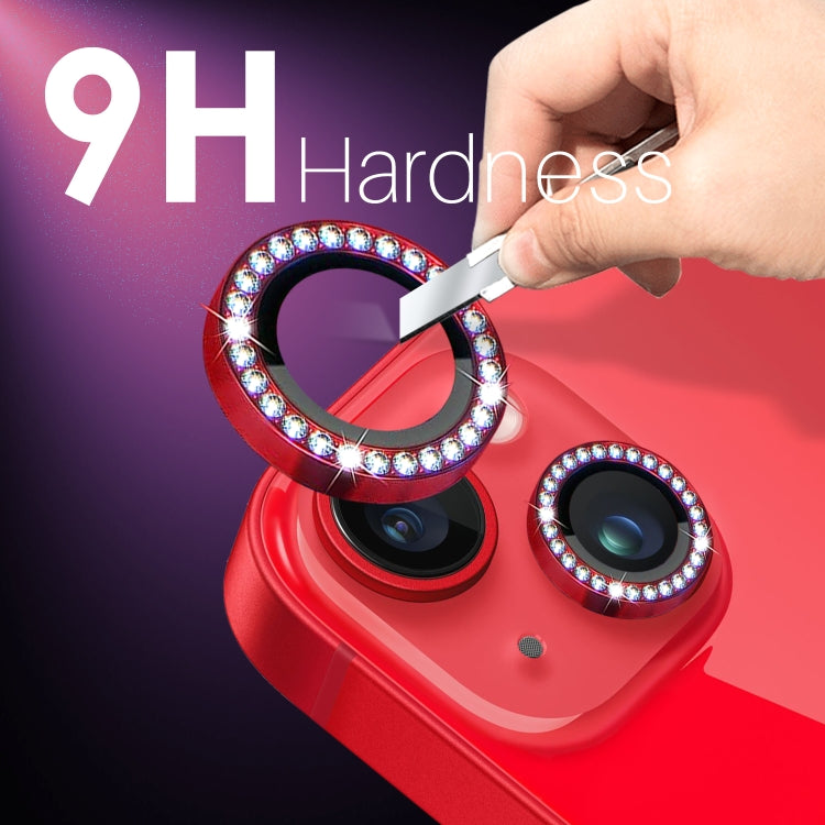 For iPhone 15 / 15 Plus / 14 / 14 Plus NORTHJO 3 Set 6Pcs Camera Lens Protector Diamond Metal Ring Film