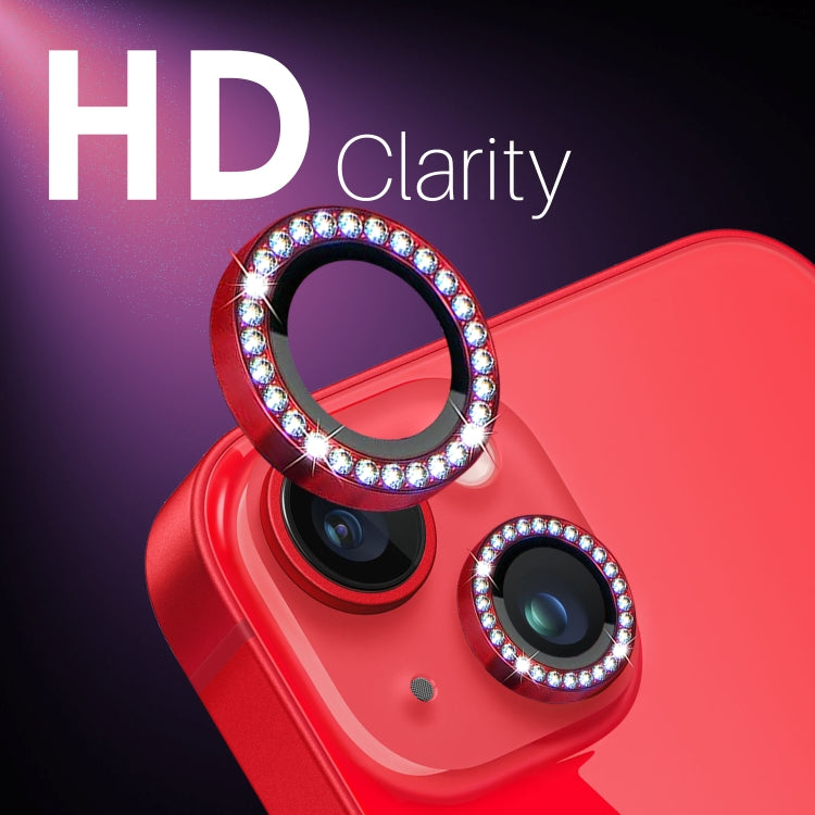 For iPhone 15 / 15 Plus / 14 / 14 Plus NORTHJO 3 Set 6Pcs Camera Lens Protector Diamond Metal Ring Film