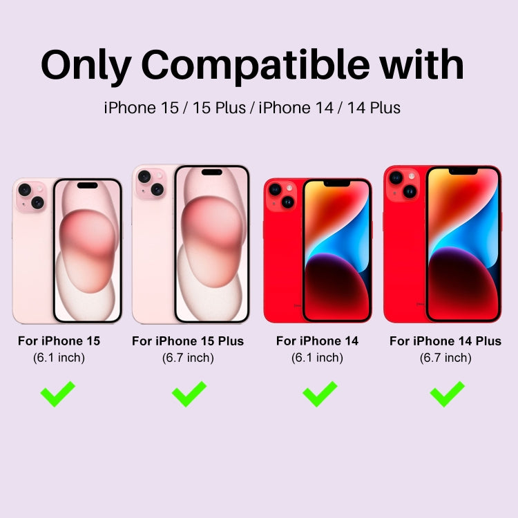 For iPhone 15 / 15 Plus / 14 / 14 Plus NORTHJO 3 Set 6Pcs Camera Lens Protector Diamond Metal Ring Film