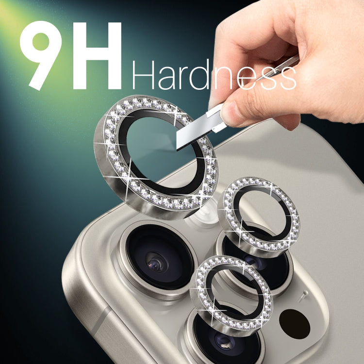 For iPhone 15 Pro / 15 Pro Max NORTHJO 2 Set 6Pcs Camera Lens Protector Diamond Metal Ring Film