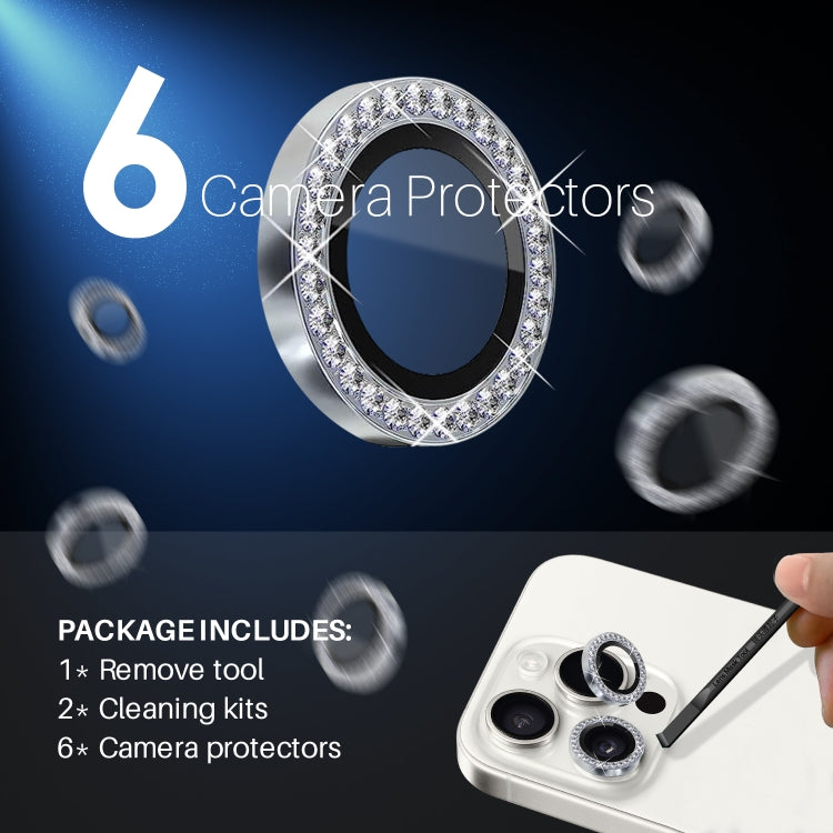 For iPhone 15 Pro / 15 Pro Max NORTHJO 2 Set 6Pcs Camera Lens Protector Diamond Metal Ring Film