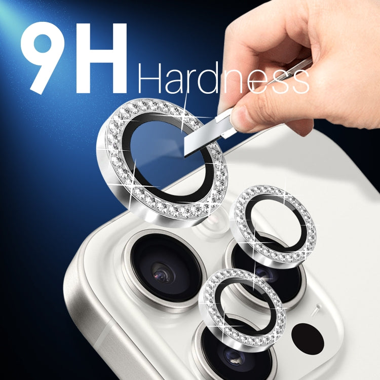 For iPhone 15 Pro / 15 Pro Max NORTHJO 2 Set 6Pcs Camera Lens Protector Diamond Metal Ring Film
