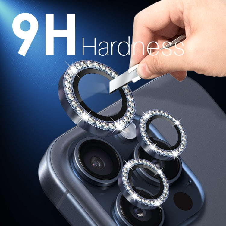 For iPhone 15 Pro / 15 Pro Max NORTHJO 2 Set 6Pcs Camera Lens Protector Diamond Metal Ring Film