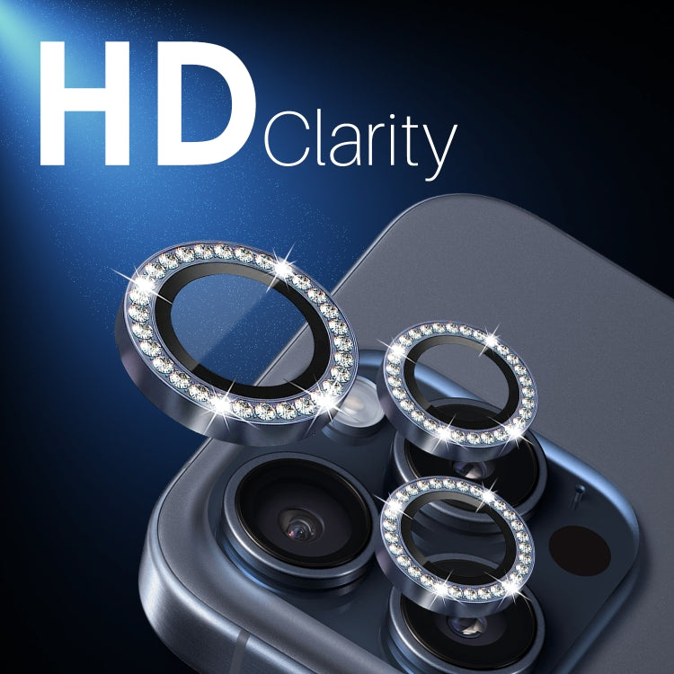 For iPhone 15 Pro / 15 Pro Max NORTHJO 2 Set 6Pcs Camera Lens Protector Diamond Metal Ring Film