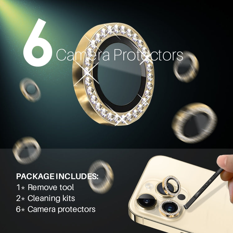 For iPhone 15 Pro / 15 Pro Max NORTHJO 2 Set 6Pcs Camera Lens Protector Diamond Metal Ring Film