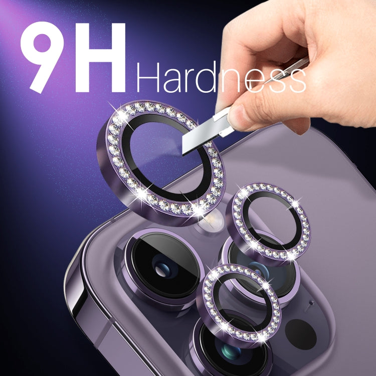 For iPhone 15 Pro / 15 Pro Max NORTHJO 2 Set 6Pcs Camera Lens Protector Diamond Metal Ring Film