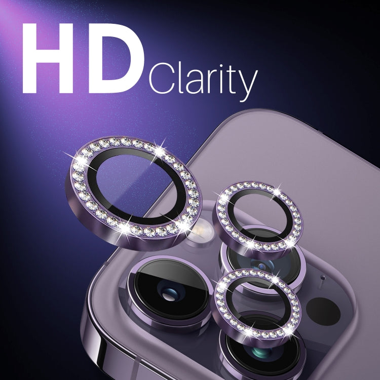For iPhone 15 Pro / 15 Pro Max NORTHJO 2 Set 6Pcs Camera Lens Protector Diamond Metal Ring Film