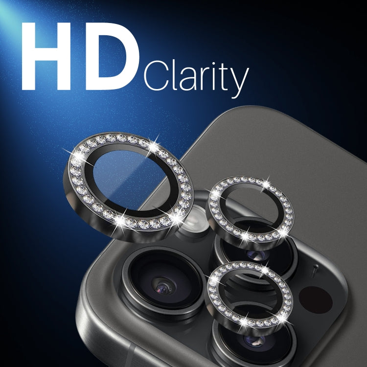 For iPhone 15 Pro / 15 Pro Max NORTHJO 2 Set 6Pcs Camera Lens Protector Diamond Metal Ring Film