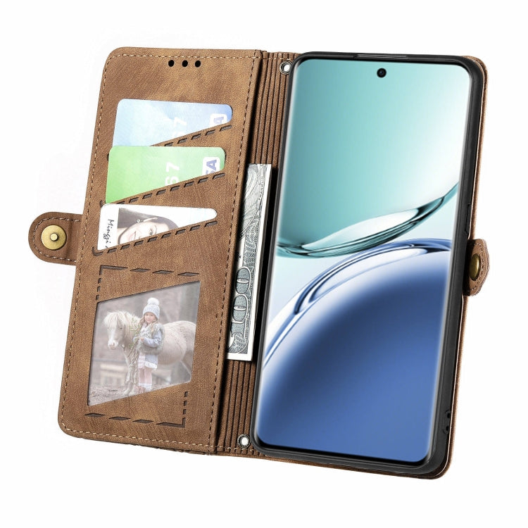 For OPPO A3 Pro Geometric Zipper Wallet Side Buckle Leather Phone Case