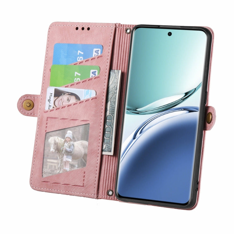 For OPPO A3 Pro Geometric Zipper Wallet Side Buckle Leather Phone Case