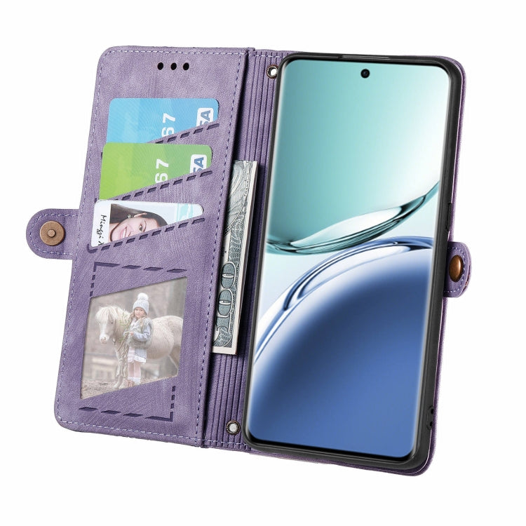For OPPO A3 Pro Geometric Zipper Wallet Side Buckle Leather Phone Case