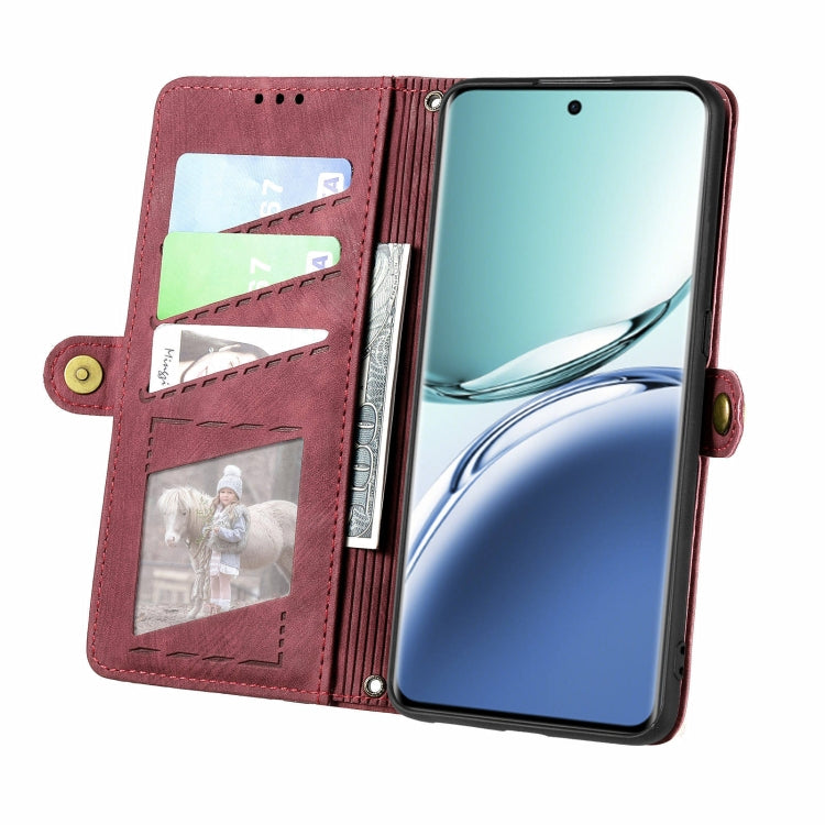 For OPPO A3 Pro Geometric Zipper Wallet Side Buckle Leather Phone Case