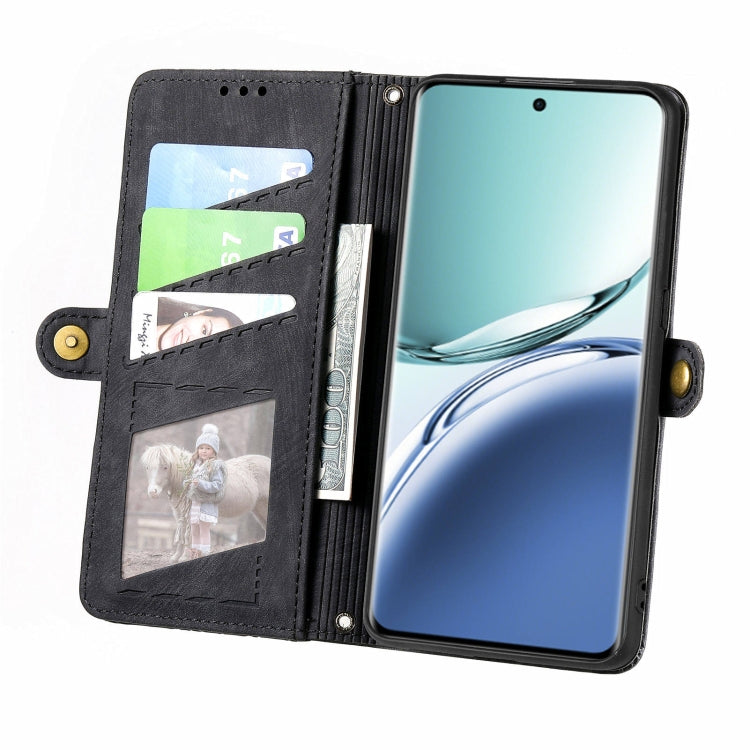 For OPPO Find X7 Geometric Zipper Wallet Side Buckle Leather Phone Case