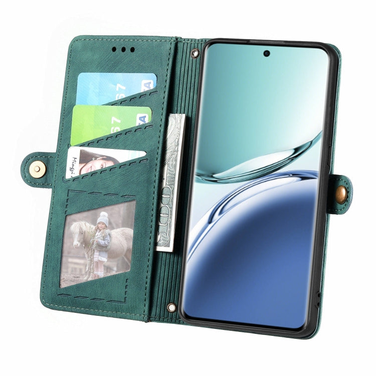 For OPPO A2 Pro 5G Geometric Zipper Wallet Side Buckle Leather Phone Case