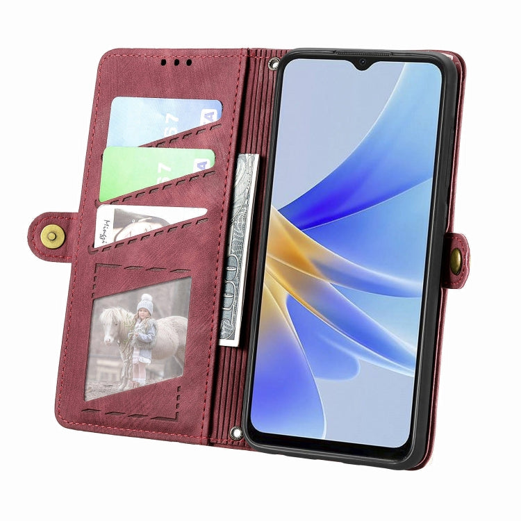 For OPPO A58 4G Geometric Zipper Wallet Side Buckle Leather Phone Case