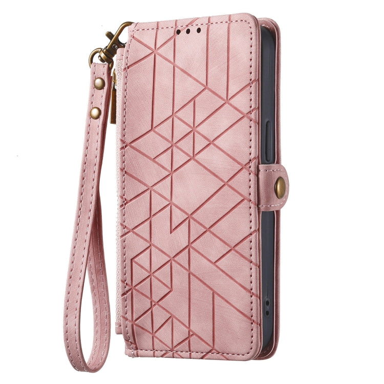 For OPPO  Reno7 4G Geometric Zipper Wallet Side Buckle Leather Phone Case