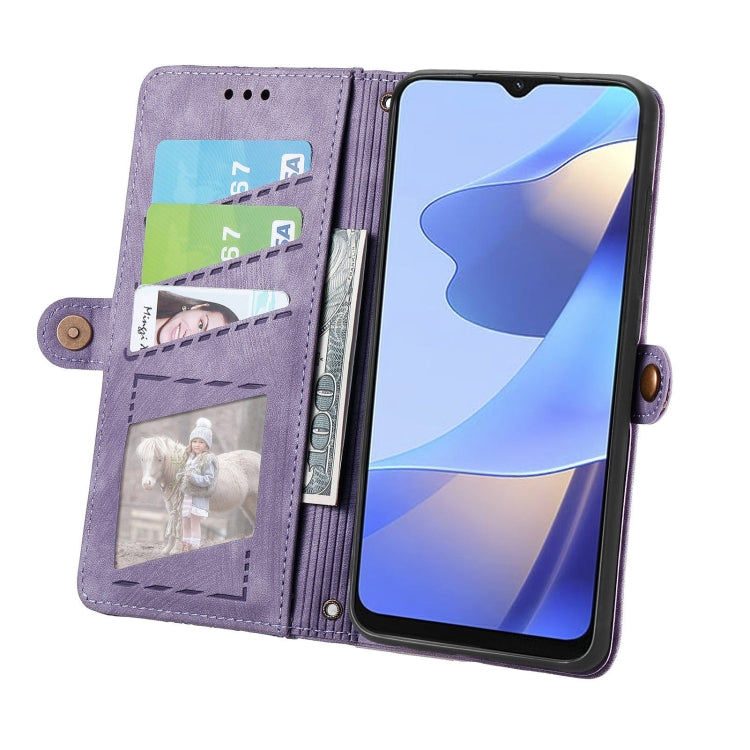 For OPPO  Reno7 4G Geometric Zipper Wallet Side Buckle Leather Phone Case