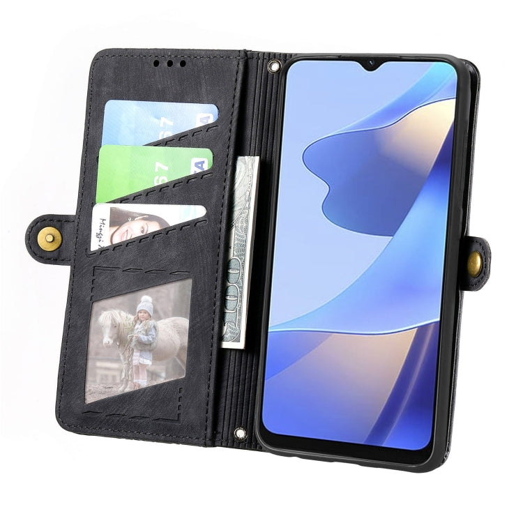 For OPPO Reno7 5G Geometric Zipper Wallet Side Buckle Leather Phone Case