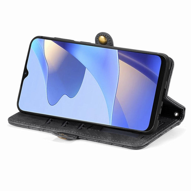 For OPPO Reno7 5G Geometric Zipper Wallet Side Buckle Leather Phone Case