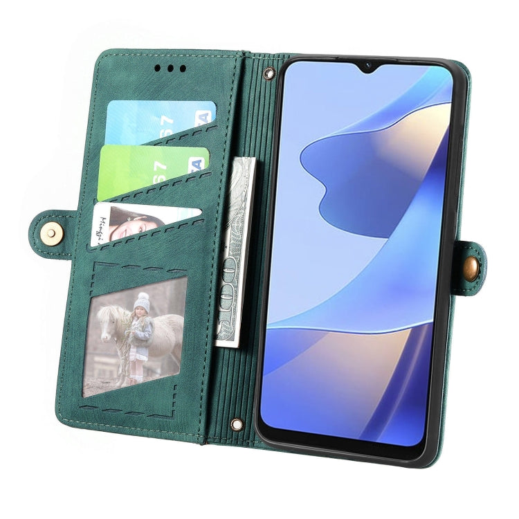 For OPPO Reno7 5G Geometric Zipper Wallet Side Buckle Leather Phone Case