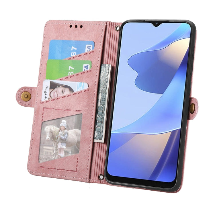 For OPPO Reno7 5G Geometric Zipper Wallet Side Buckle Leather Phone Case