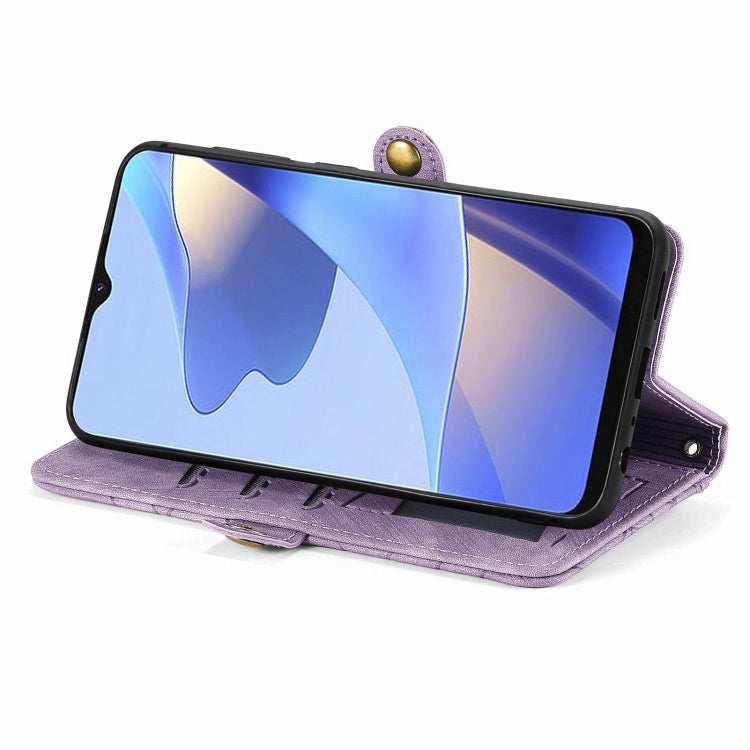 For OPPO Reno7 5G Geometric Zipper Wallet Side Buckle Leather Phone Case