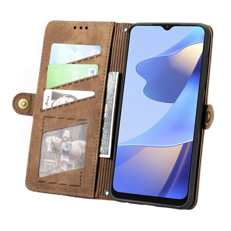 For OPPO A16K Geometric Zipper Wallet Side Buckle Leather Phone Case