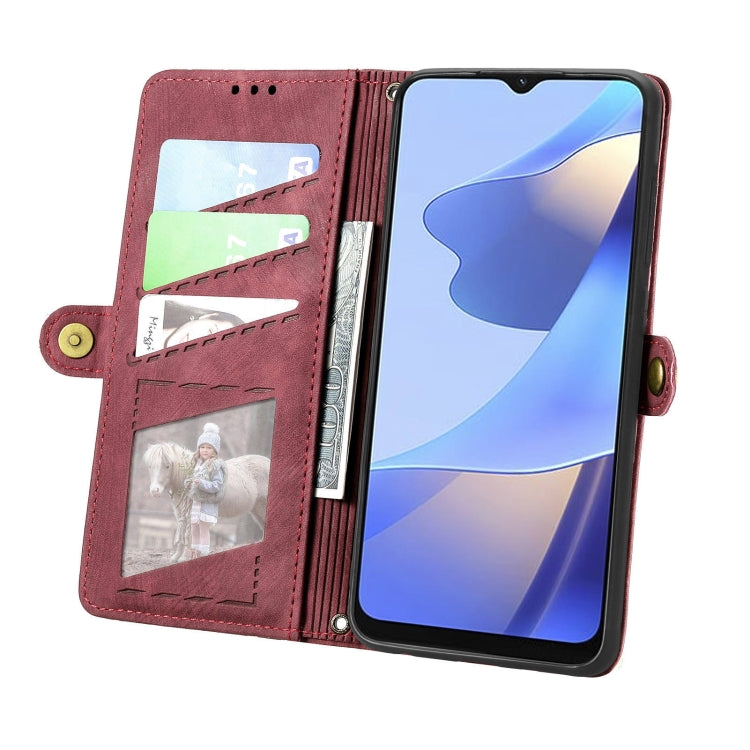For OPPO A16 Geometric Zipper Wallet Side Buckle Leather Phone Case