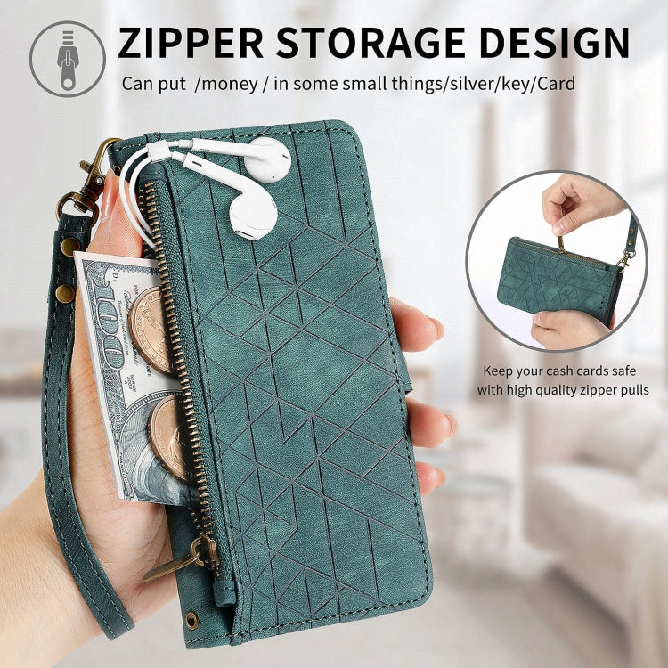 For OPPO A72 5G Geometric Zipper Wallet Side Buckle Leather Phone Case