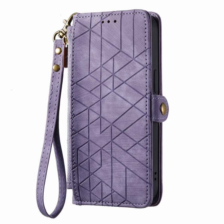 For OPPO A72 5G Geometric Zipper Wallet Side Buckle Leather Phone Case