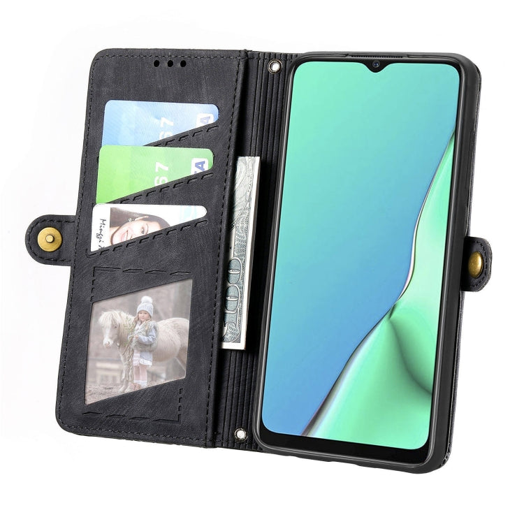 For OPPO A9 2020 / A5 2020 Geometric Zipper Wallet Side Buckle Leather Phone Case