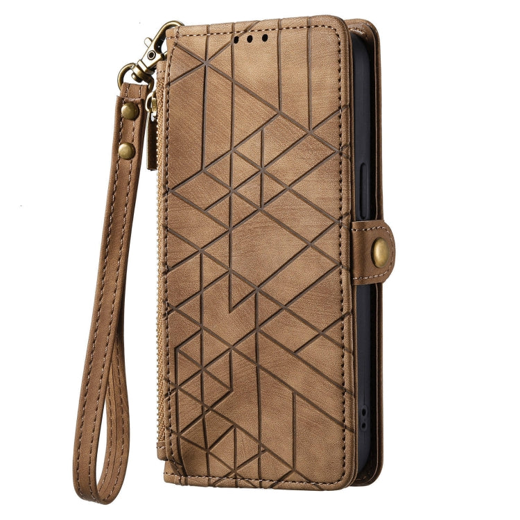 For OPPO A9 2020 / A5 2020 Geometric Zipper Wallet Side Buckle Leather Phone Case
