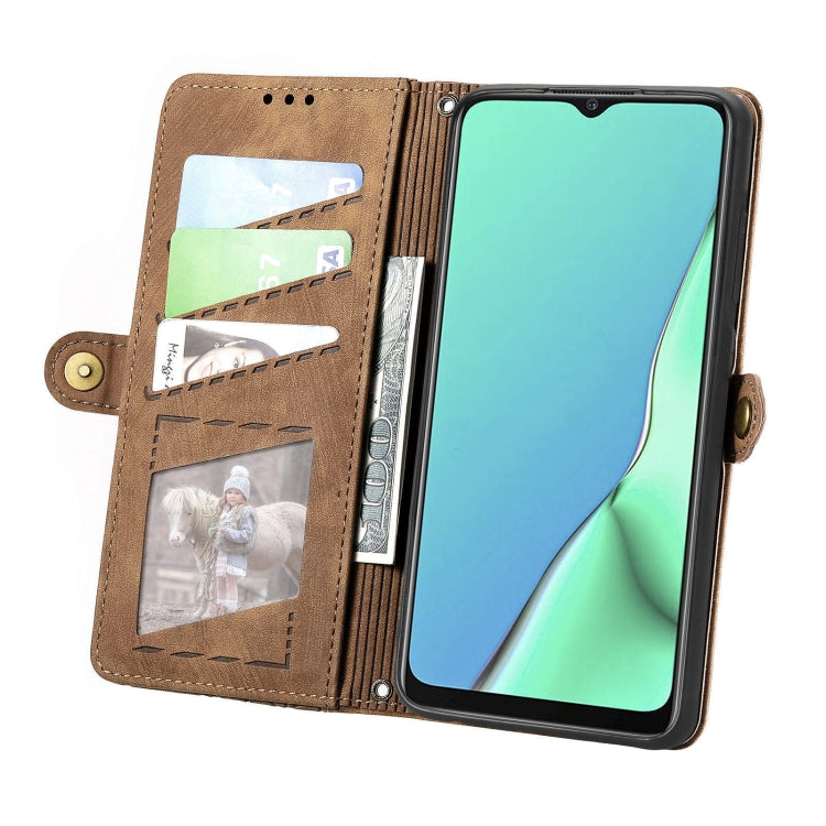 For OPPO A9 2020 / A5 2020 Geometric Zipper Wallet Side Buckle Leather Phone Case