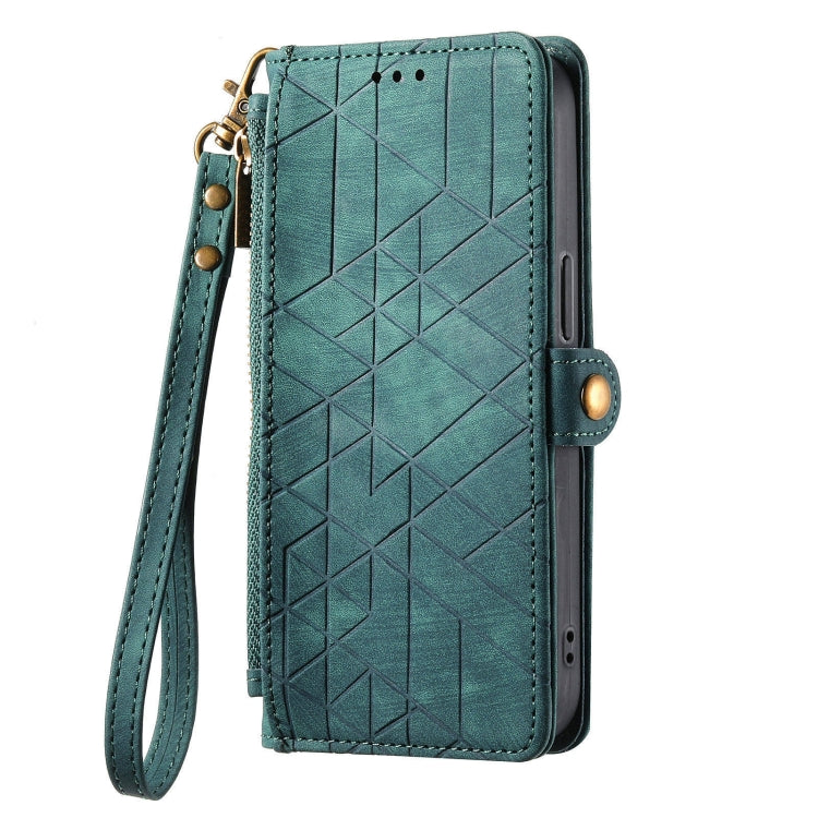For OPPO A9 2020 / A5 2020 Geometric Zipper Wallet Side Buckle Leather Phone Case