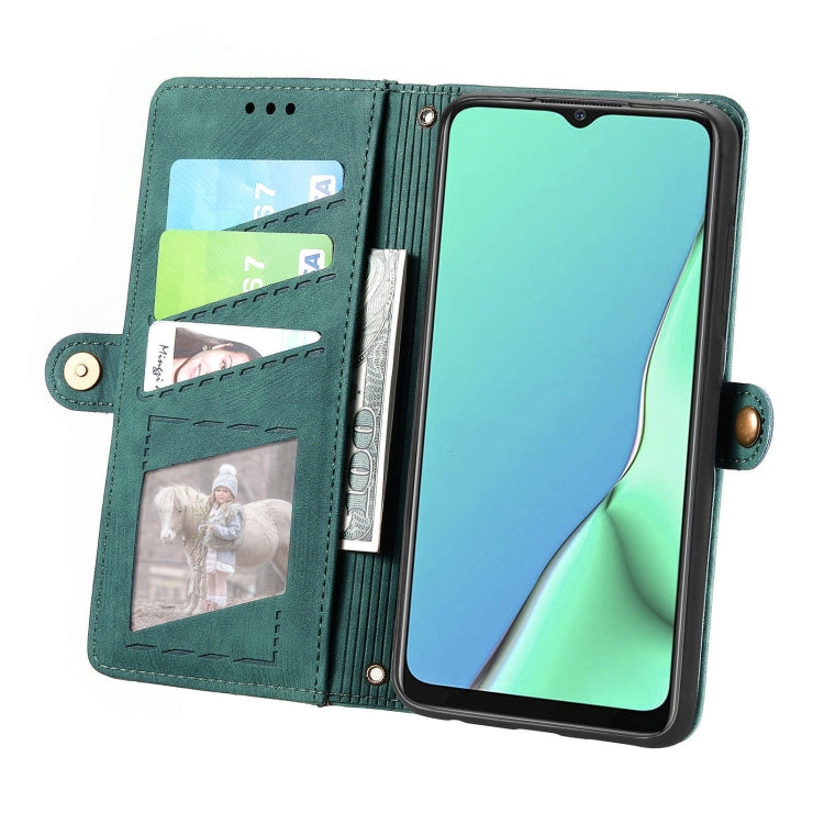 For OPPO A9 2020 / A5 2020 Geometric Zipper Wallet Side Buckle Leather Phone Case