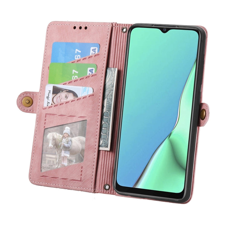 For OPPO A9 2020 / A5 2020 Geometric Zipper Wallet Side Buckle Leather Phone Case