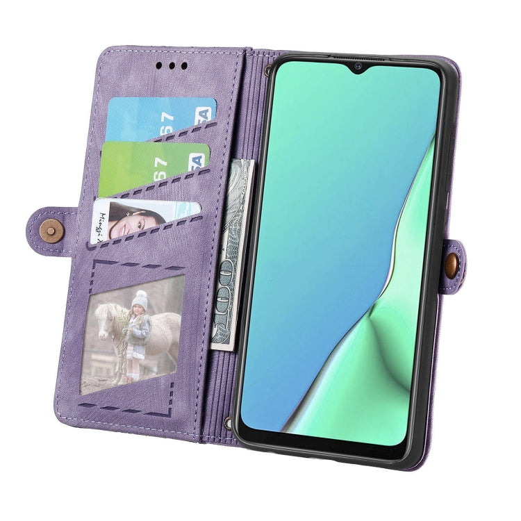For OPPO A9 2020 / A5 2020 Geometric Zipper Wallet Side Buckle Leather Phone Case