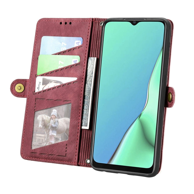 For OPPO A9 2020 / A5 2020 Geometric Zipper Wallet Side Buckle Leather Phone Case
