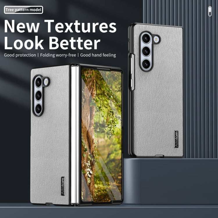 For Samsung Galaxy Z Fold6 5G Tree Bark Leather Shockproof Phone Case