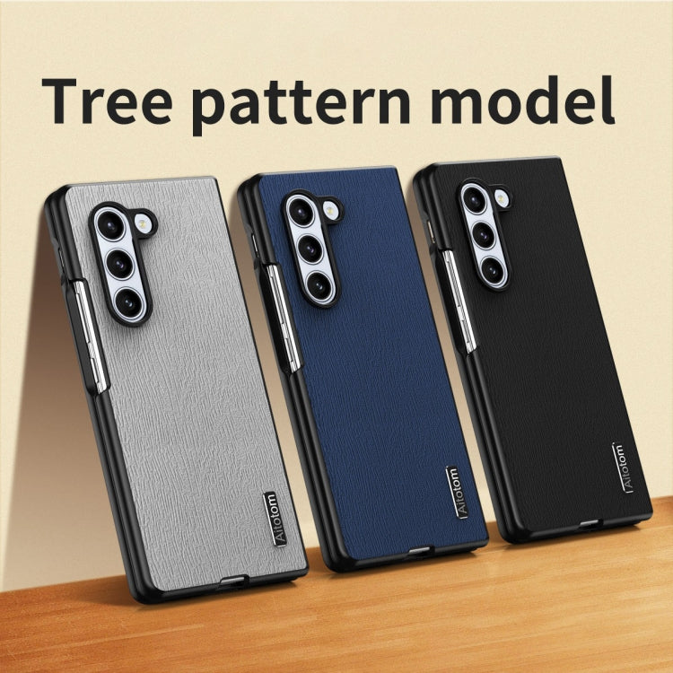 For Samsung Galaxy Z Fold6 5G Tree Bark Leather Shockproof Phone Case