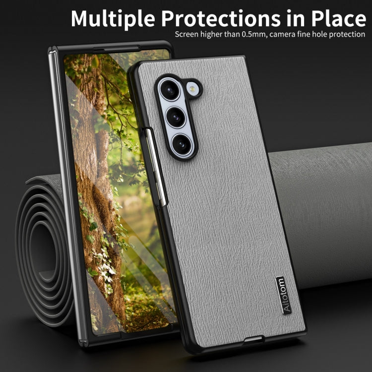 For Samsung Galaxy Z Fold6 5G Tree Bark Leather Shockproof Phone Case
