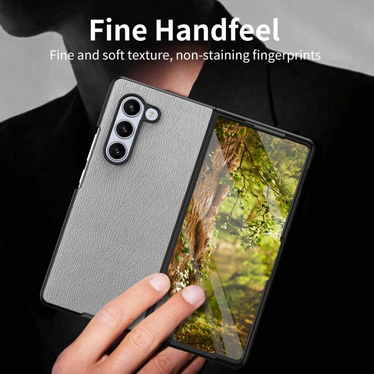For Samsung Galaxy Z Fold6 5G Tree Bark Leather Shockproof Phone Case